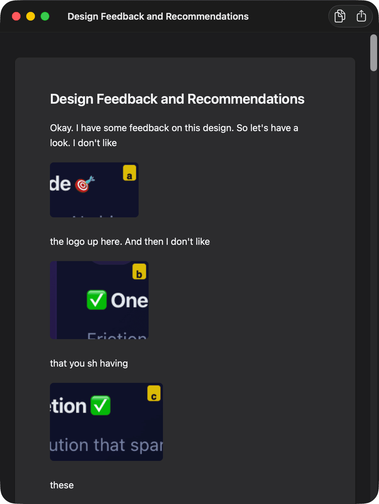 Opened dictation with inline screenshots